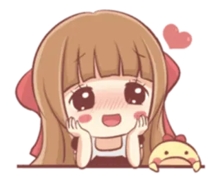 🥰 süß, kawaii, Mädchen, Anime, Cartoon, Chibi, Herz telegram sticker