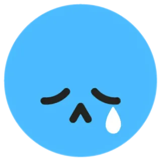 😓 triste, chorando, azul, emoji, lágrima whatsapp sticker