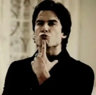 😘 Damon Salvatore The Vampire Diaries Деймон, Сальваторе, Дневники вампира, TVD, Йен Сомерхолдер, Вампир, Поцелуй telegram sticker