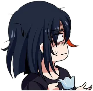 😰 Ryuko Matoi Kill la Kill Anime, Kill la Kill, Ryuko Matoi, Chibi, Wyraz twarzy telegram sticker