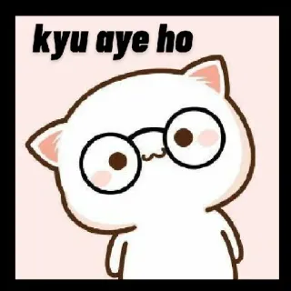 🙄 kyu aye ho gato, gafas, lindo, pregunta, dibujos animados whatsapp sticker