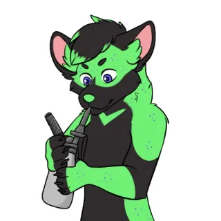 🧁 furry, anthro, vape, green, canine, cartoon, sticker telegram sticker
