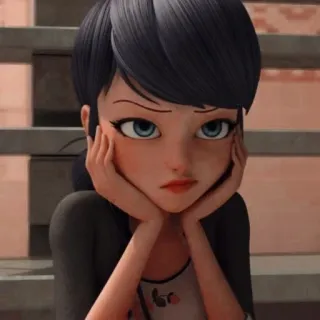 😒 Marinette Dupain-Cheng Miraculous: Tales of Ladybug & Cat Noir มารีเน็ต, มิราคูลัส เลดี้บัค, อนิเมะ, การ์ตูน, ผู้หญิง, เศร้า whatsapp sticker