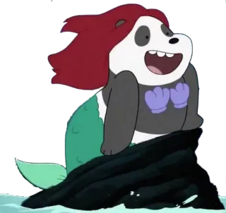 🏊 Panda 漫画, 人魚, ぼくらベアベアーズ, パンダ, ファンアート, パロディ, ディズニー telegram sticker