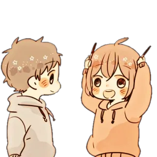 🌸 Anime, Niedlich, Kawaii, Paar, Chibi telegram sticker
