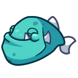 🐟 cartoon, fish, blue, character, animal, piranha whatsapp sticker