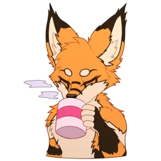 ☕️ rubah, binatang, minum, imut, kawaii telegram sticker