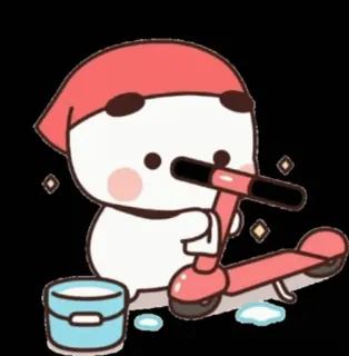 🛴 desenho animado, scooter, fofo, personagem, rosa, balde, brilho, caprichoso telegram sticker