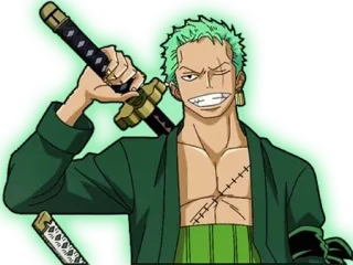 😁 Zoro One Piece anime, swordsman, pirate, scarred, green hair telegram sticker