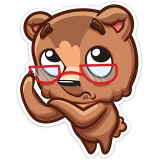 🙄 niedźwiedź, okulary, kreskówka, naklejka, słodki, zwierzę, postać telegram sticker