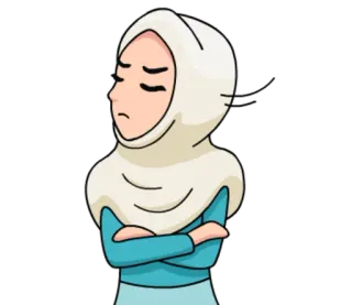 😒 hijab, musulmana, donna, cartone animato, ritratto, illustrazione whatsapp sticker