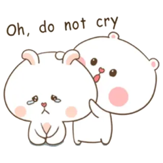 ☹ Oh, do not cry fofo, urso, coelho, conforto, kawaii, animação, adesivo whatsapp sticker