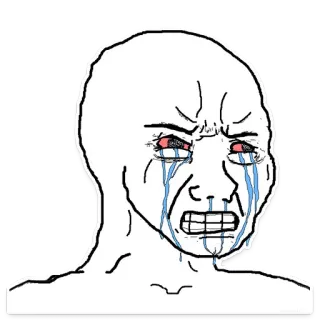 🤕 มีม, Wojak, ร้องไห้, เศร้า, ทุกข์ใจ, อารมณ์, อารมณ์เสีย telegram sticker