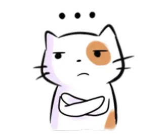 😒 chat, autocollant, en colère, grincheux, chat dessin animé, chat blanc, humeur telegram sticker