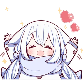 🎊 аниме девушка, милый, сердечки, шарф, блестки, каваий telegram sticker