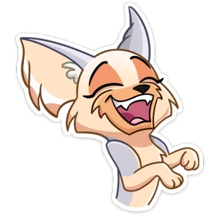 😃 animal, zorro, dibujos animados, lindo, feliz, alegre, feneco telegram sticker