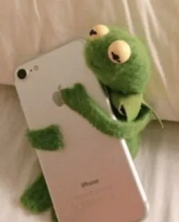 🤗 Kermit Kermit, grenouille, marionnette, iPhone, téléphone, mème telegram sticker