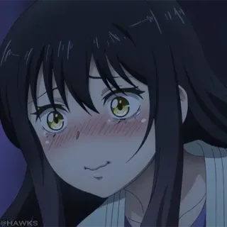 👻 Anime, Cartone animato, Ragazza, Arrossire, Carino, Ritratto telegram sticker