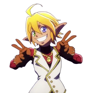 ✌ anime, elfo, personaggio, cartone animato, segno di pace, allegro telegram sticker