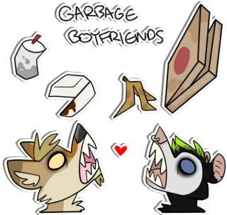 🗑 GARBAGE BOYFRIENDS garbage, boyfriend, sticker, cartoon, animals telegram sticker
