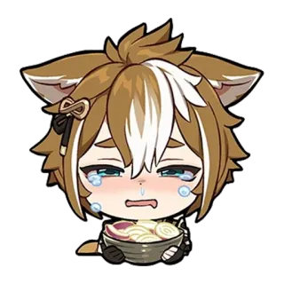 😢 Gorou Genshin Impact animé, jeu, pleurs, triste, gorou, genshin impact, chien, bol, kawaii whatsapp sticker