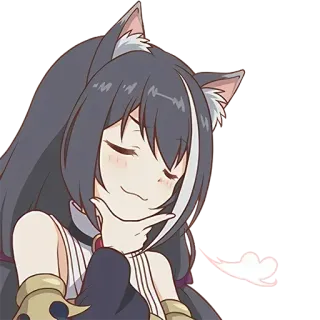 🤔 anime, cat girl, kawaii, cute, smirking, cartoon telegram sticker