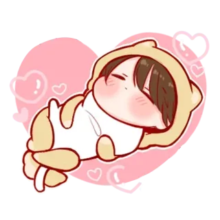 🍧 ребенок, спящий, милый, сердце, мультфильм, каваий telegram sticker