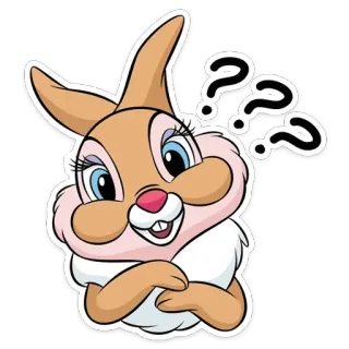 ❓ lapin, dessin animé, mignon, animal, pensée, question telegram sticker