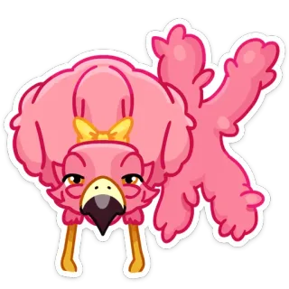 👌 フラミンゴ, 動物, ピンク, 鳥, かわいい, 漫画 telegram sticker