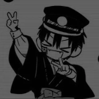 ✌️ Anime, Manga, Personaje, Signo de paz, Sombrero, Sonrisa telegram sticker