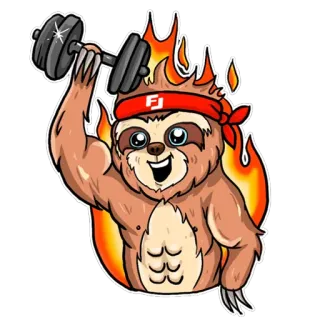 🌞 kukang, kebugaran, angkat besi, kartun, hewan, olahraga, gym telegram sticker