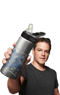 🥳 Matt Damon Matt Damon, water bottle, celebrity, actor, person whatsapp sticker