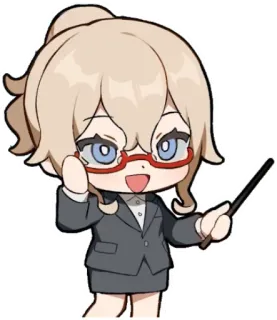 👩‍🏫 Anime, Leraar, Bril, Pak, Chibi, Cartoon telegram sticker