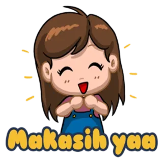 😃 Makasih yaa cảm ơn, dễ thương, hoạt hình, cô gái, lời chào, Indonesia whatsapp sticker