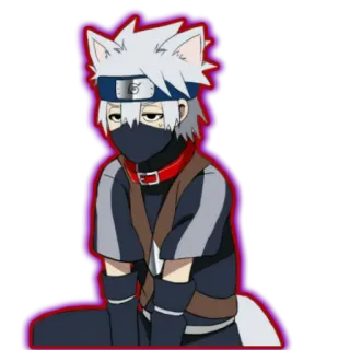 🐱 Kakashi Naruto 애니메이션, 고양이 귀, 닌자, 카카시, 나루토, 귀여운 telegram sticker