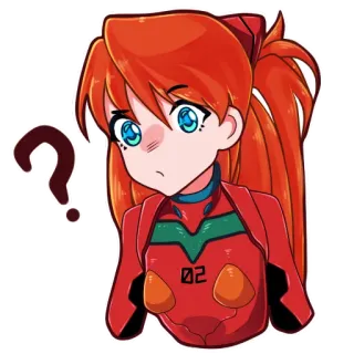 😮 Asuka Langley Soryu Neon Genesis Evangelion anime, aufkleber, frage, evangelion, asuka, süß telegram sticker