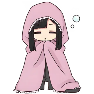 🥱 аниме, девочка, сонная, каваий, милая, одеяло telegram sticker