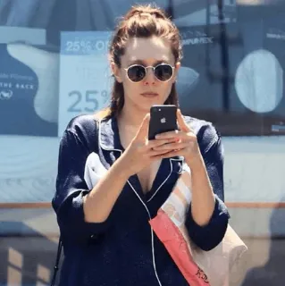 ◾️ woman, sunglasses, round sunglasses, pajamas, phone, shopping telegram sticker