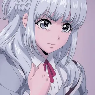 😓 アニメ, 女の子, 白髪, 制服 whatsapp sticker