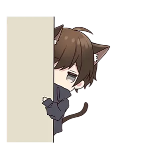 😐 Аниме, Кэтбой, Милый, Стикер, Чиби, Мультфильм telegram sticker