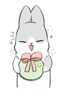 😊 conejo, conejito, lindo, animal, kawaii, sticker, dibujo animado telegram sticker