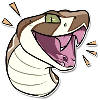 😈 serpiente, reptil, dibujo animado, animal, colmillos, expresión whatsapp sticker