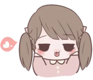😛 Desenho animado, Chibi, Fofo, Kawaii, Coração, Menina, Adesivo whatsapp sticker