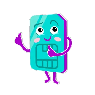 👍 Kartu SIM, Kartun, Maskot, Jempol ke atas, Teknologi whatsapp sticker