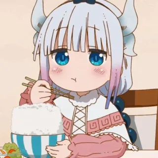 🦋 Kanna Kamui Miss Kobayashi's Dragon Maid Аниме, Дракон, Еда, Милый, Канна Камуи telegram sticker