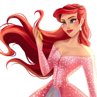 😌 Ariel The Little Mermaid Ариэль, Дисней, Принцесса, Русалочка, Рыжие волосы, Платье telegram sticker