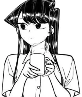 ☕️ Komi Shouko Komi Can't Communicate Komi Não Consegue Se Comunicar, Komi Shouko, Anime, Mangá, Garota, Café, Fofo whatsapp sticker