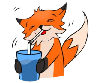 🥛 renard, boisson, dessin animé, orange, animal whatsapp sticker