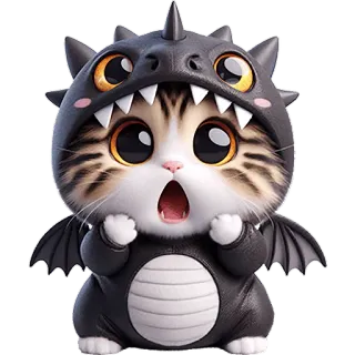 😱 gatto, gattino, drago, costume, animale, carino telegram sticker