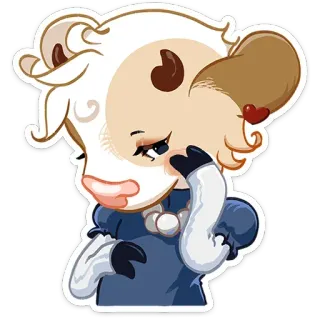 ☺️ Cartoon, Tier, Kuh, Süß, Kleid, Cartoon Tier telegram sticker